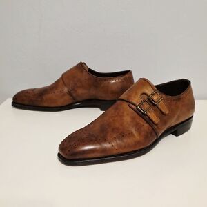 Paul Stuart's Choice x Grenson Masterpiece Shoes Leather Brown Brogue Monk 10.5